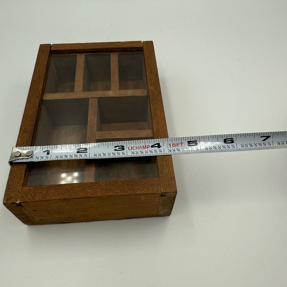 Vtg 1970's Wood Wall Display Case Shadowbox W/ Glass Slide Front 6” Tall - Picture 12 of 12